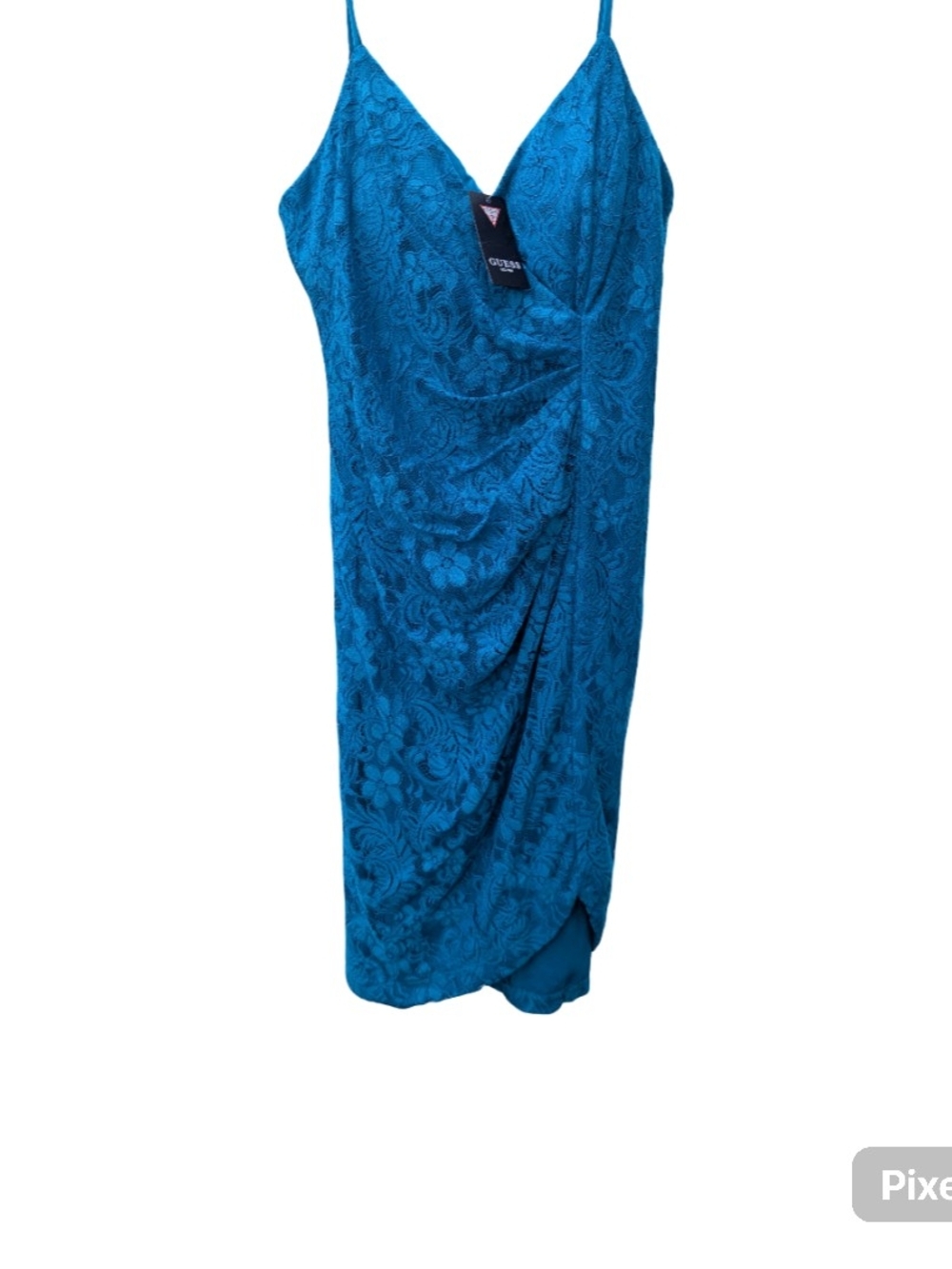 Guess Teal Blue Lace Draped Slip Dress Size 12